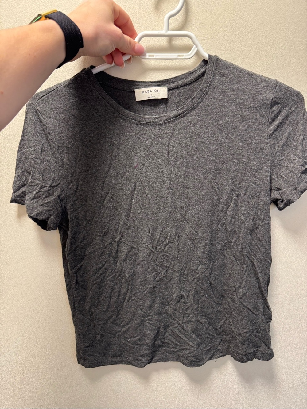 Babaton Charcoal Gray Crewneck Short Sleeve Tee